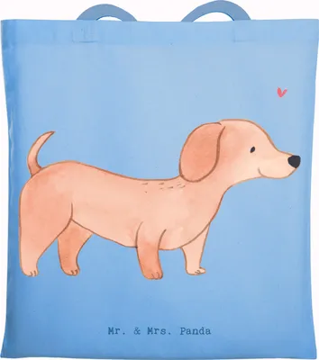 Produktbild von Mr. & Mrs. Panda Tote Bag Dackel Kurzhaardackel Lebensretter - Sky Blue - Geschenk, Schultasche, Tasche, Dachshund, Shopping, Jutebeutel, Laptoptasche, Teckel