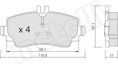 Produktbild von METELLI Bremsbeläge Satz Vorne Bremsklötze passend für MERCEDES-BENZ A-Klasse (W168) 22-0310-0