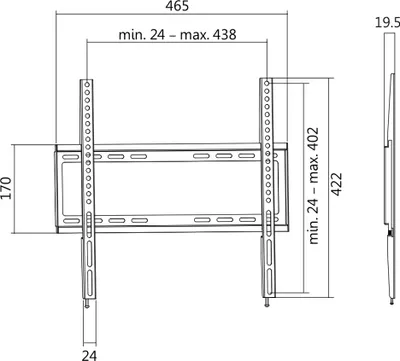 Produktbild von LogiLink TV-Wandhalterung flach für 81,28 - 139,7 cm Wandabstand: 20,5 mm