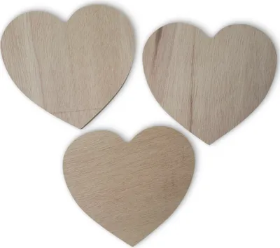 Produktbild von Elmato 24203 3x Holzherz Größe S ca. 15,5cm, 8mm Sperrholz Herz Bastelholz Hochzeit Maibaum Weihnachten groß stabil