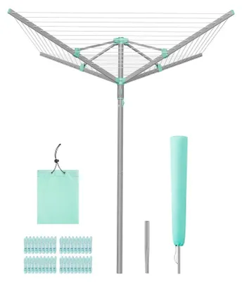 Obrázok produktu pre Sušička s ochranným krytom a 50 metrov sušiacej šnúry | Strieborná farba | 139,3 x 139,3 x 181,5 cm