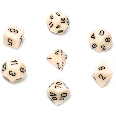 Produktbild von Chessex Polyhedral 7 Die Würfel-Set Opaque Elfenbein/Schwarz