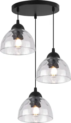 Image de Lampe à suspendre Venice à 3 flammes avec abat-jour en verre transparent E27