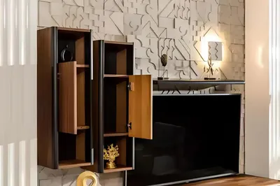 Obrázek produktu pro Obývací stěna obývací pokoj set lowboard nástěnná police TV stolek 4 ks set