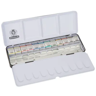 Obrázok produktu pre Kovový akvarelový set Schmincke HORADAM, 12 x 1/2 panvičky s extra priestorom