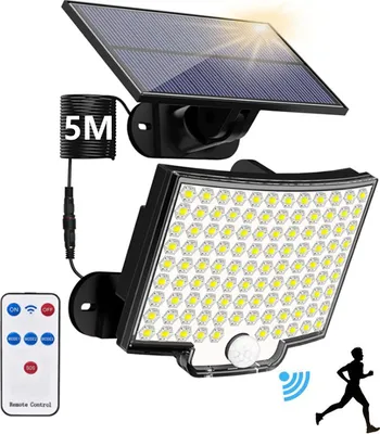 Produktbild von LED Solarleuchte IP65 Wasserdicht Bewegungssensor 4 Modi, Solarlampen für Außen, 106 LED Solarleuchte Aussen , 120°Beleuchtungswinkel, Wandleuchte