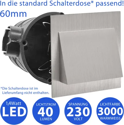 Produktbild von Elegante LED Treppenbeleuchtung in Silber – 1,4W Aluminium 6106 – Stilvolle Sicherheit für Ihr Zuhause