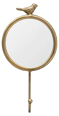 Vogelhaken-Spiegel, Gold, 24 x 13 cm, rund, Wandmontage