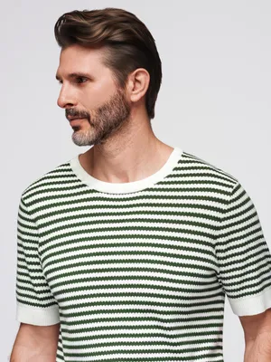 Produktbild von Ombre Gestreiftes Herren-T-Shirt mit durchbrochener Struktur olive M