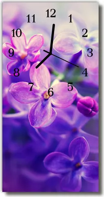 Produktbild von Tulup Glasuhr Wanduhr Küchenuhr Echt-Glas 30x60 Blumen Lila