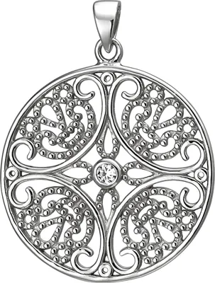 Produktbild von JOBO Anhänger rund 925 Sterling Silber 1 Zirkonia Silberanhänger