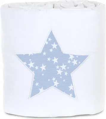 Produktbild von babybay Nestchen Piqué für Maxi und Boxspring, weiß Applikation Stern azurblau/weiß