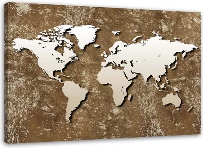 Produktbild von Leinwandbild retro alte weltkarte 100x70 cm Feeby braun wandbild bereit zum aufhängen