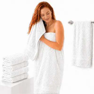 Produktbild von Komfortec 4er Duschtücher 70x140 cm Set aus 100% Baumwolle, 470g/m², Frottee, Weich, Weiß