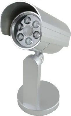 Produktbild von Wandlampe als Kameraattrappe Silber mit Bewegungssensor und 6 LEDs