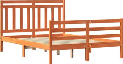 Produktbild von “2026 Modern“ Bettrahmen mit Kopfteil Wachsbraun 140 x 200cm - Designermöbel 684511 - Klassische BettenJugendbett Tagesbett