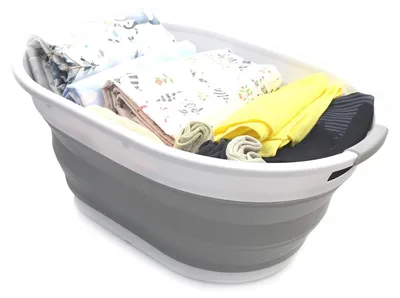 Image de Panier à linge pliable en plastique, idéal pour un rangement facile