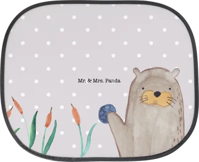 Produktbild von Mr. & Mrs. Panda Auto Sonnenblende Otter Stein - Grau Pastell - Geschenk, Sonnenschutz, Autosonnenschutz, Neugierig, Seeotter See, Grüßen, saugnapf, Pflanzen