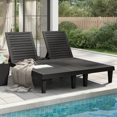 Produktbild von The Living Store Doppel-Sonnenliege Schwarz 155x138x83 cm Polypropylen