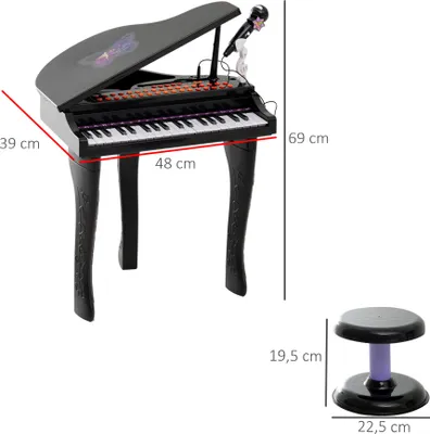 Produktbild von HOMCOM Kinder Klavier Mini-Klavier Piano Keyboard Musikinstrument MP3 mit Hocker