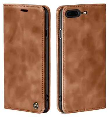 Produktbild von Handy Hülle für Apple iPhone 7 Plus / 8 Plus Klapphülle Bookcase Flip Cover Handy Tasche Etui Farbe: Hellbraun