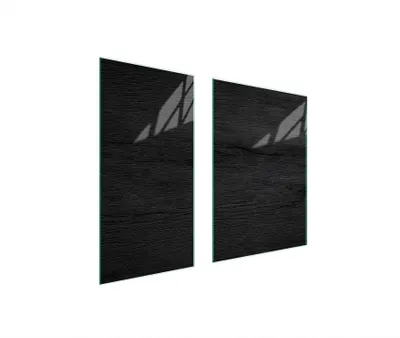 Produktbild von Herdabdeckplatten 2 teilig 75x52 Glaskeramikkochfeld Abdeckung Glas Schneidebrett Holz Schwarz
