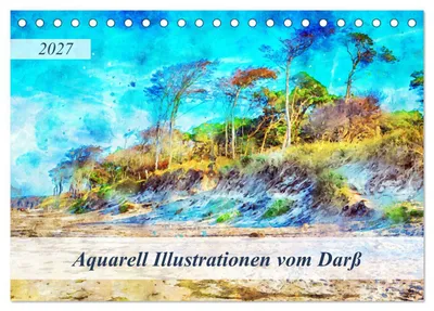 Produktbild von Aquarell Illustrationen vom Darß (Tischkalender 2027 DIN A5 quer), CALVENDO Monatskalender