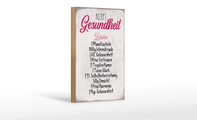 Produktbild von Holzschild Spruch 12x18cm Rezept Gesundheit Zutaten
