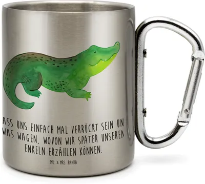 Produktbild von Mr. & Mrs. Panda Thermobecher Krokodil - Transparent - Geschenk, Lieblingsmensch, Edelstahlbecher, Beste Freundin, Teetasse, Trinkbecher Edelstahl, Krokodile, Meer