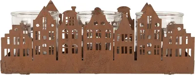 Immagine prodotto di Portacandele Clayre & Eef 30x9x11 cm Case in metallo marrone