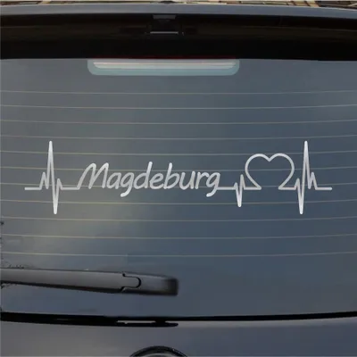 Produktbild von Heckscheibenaufkleber Magdeburg Herzschlag Puls Stadt Liebe 55x13 cm Silber Auto Aufkleber Sticker