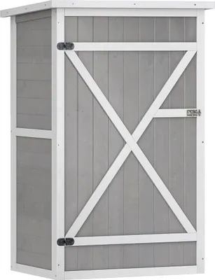 Produktbild von Geräteschuppen – Wetterbeständig, mit Regalböden, 75 × 56 × 115 cm, Grau