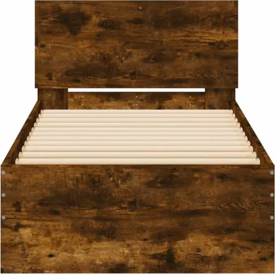 Produktbild von vidaXL Bettgestell mit Kopfteil und LED-Leuchten Räuchereiche 90x200cm