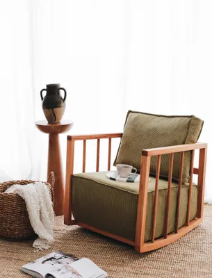 Produktbild von Hanah Home, Sallanan - Khaki, Ohrensessel, 100 % HOLZ, Khaki, 65 x 71 x 80 cm