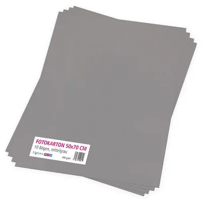 Produktbild von itenga Fotokarton mittelgrau - 50x70cm 300g/m² 10 Bogen