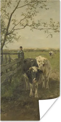 Produktbild von MuchoWow® Poster Der Milchwagen - Gemälde von Anton Mauve 40x80 cm - Dekoration