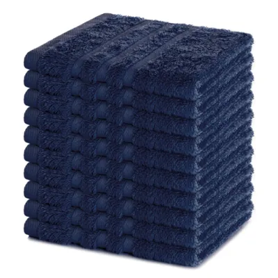 Produktbild von Lavea® Seiftuch 10er Set 30x30 cm, 100% Baumwolle, hochwertige Seiftücher und Gästehandtücher, saugstark, waschbar, Frottierserie Elena - Navy