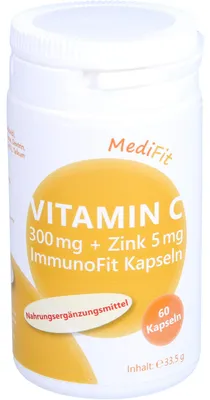 Zdjęcie produktu dla Witamina C 300 mg + Cynk 5 mg ImmunoFit Capsules, 60 kapsułek