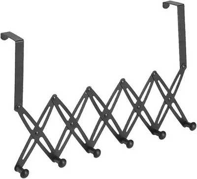 Produktbild von Türhaken mit 6 Haken - Edelstahl Kleiderhaken für Schlafzimmer und Flur - Schwarz