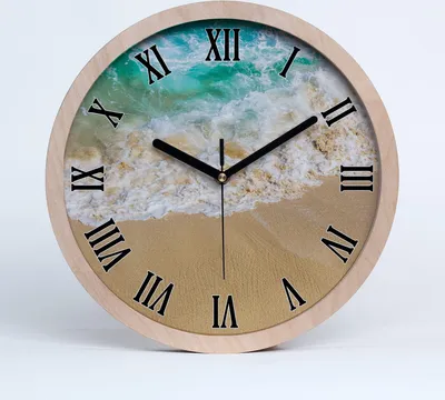 Produktbild von Holzuhr 25fi cm wanduhr - schwarze Spitzen - Strand und Meer