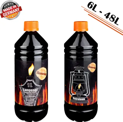 Produktbild von Lampenoel Lampenöl Petroleum Set Petroleumheizung Petroleumofen Lampe Kamin Kerosin Reiniger Fackel Laterne Öl Öllampe flüssig Gartenfackeln Auswahl Flameup, Menge:24 L (4.35€/L)