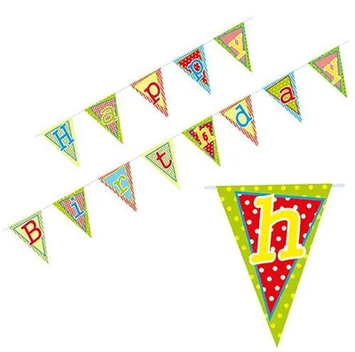 Produktbild von Papstar Wimpelkette für Geburtstag, Papier 4 m "Happy Birthday", 10 Stück