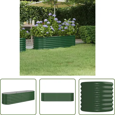 Produktbild von The Living Store Hochbeet Pulverbeschichteter Stahl 152x40x36 cm Grün