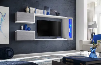 Produktbild von Wohnwand Anbauwand Wohnzimmer Schrankwand GALAXY LED Beleuchtung Push - Click