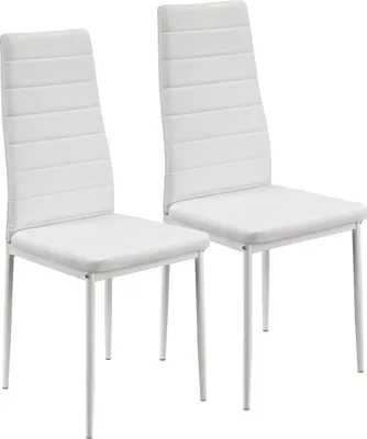 Produktbild von Juskys Esszimmerstühle Loja Stühle 2er Set Esszimmerstuhl - Küchenstühle mit Kunstleder Bezug - hohe Lehne stabiles Gestell - Stuhl in Weiß