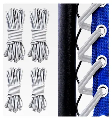 Produktbild von 4 Stück Ersatzschnur für Relaxliegestühle, Gummikordel für Zero Gravity Stühle, Reparaturset für elastische Stühle, Gartenliege, Strandliege, Patio Stuhl (Grau)