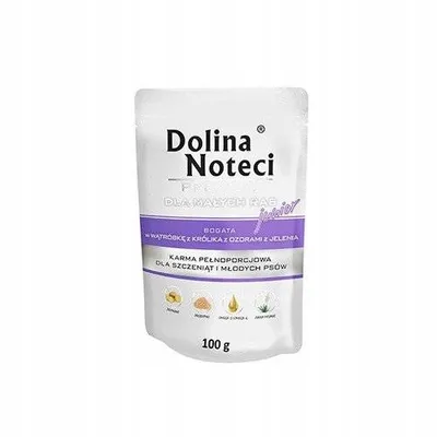 Zdjęcie produktu dla Mokra karma dla psów junior małych ras Dolina Noteci Premium bogata w wątróbkę z królika z ozorami z jelenia zestaw 10 x 100 g
