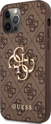 Obrázok produktu pre Plastové puzdro Guess na Apple iPhone 12/12 Pro GUHCP12M4GMGBR 4G Metal Logo hnedé