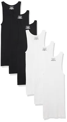 Immagine prodotto di A. Magliette intime da uomo, modello aderente, confezione da 6, colore nero/bianco