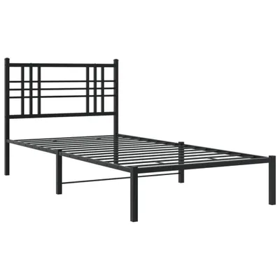 Produktbild von Bettgestell mit Kopfteil Metall Schwarz 100x190 cm